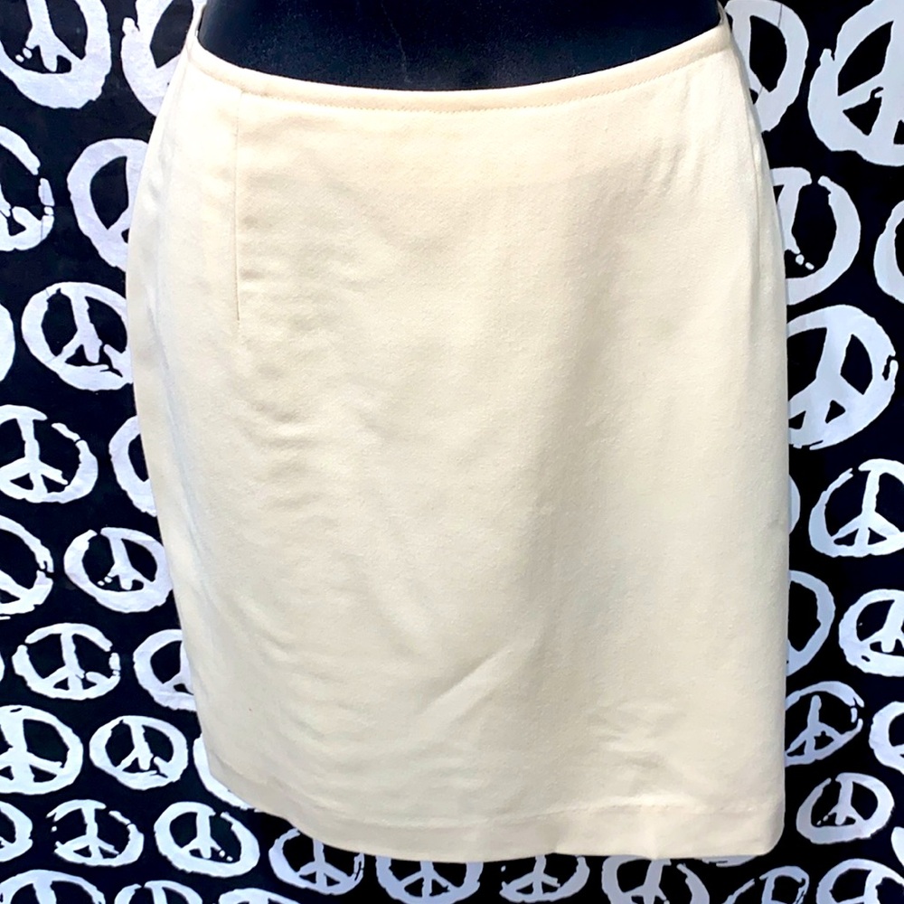 PHILIPPE ADEC PARIS/BERGDORF GOODMAN CREAM MIDI SKIRT LINED REAR ZIP SZ …